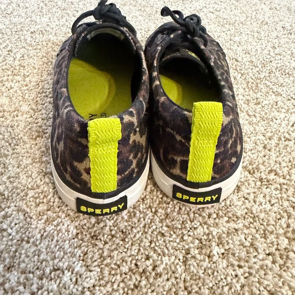 Sperry Crest Vibe SeaCycled Leopard Print Sneakers Womens 9 STS88919 Brown Neon - Picture 6 of 10
